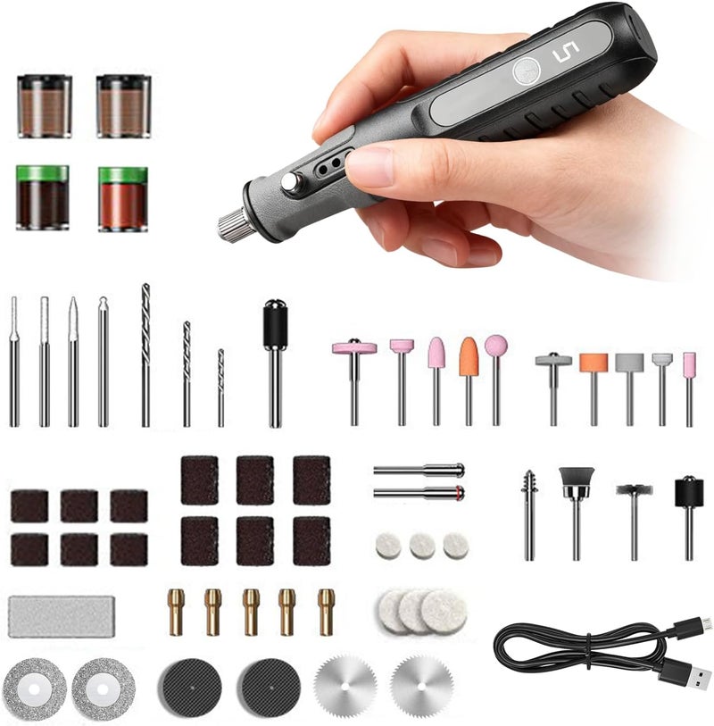 hansmaker 4.2V Cordless Rotary Tool, Powerful 5 Variable Speed,163 Multi-Purpose Kit, USB Charging, Easy to Use Perfect for Light Projects, DIY Crafting, Sanding, Engraving, and Polishing - Image 1